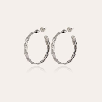 Tresse hoop earrings small size silver