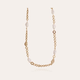 Rainbow Biwa long necklace gold