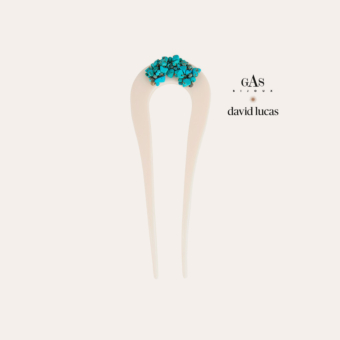 Caliste Turquoise David Lucas hair jewelry large size acetate gold - Ivory
