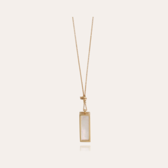 Cage mother-of-pearl long necklace gold