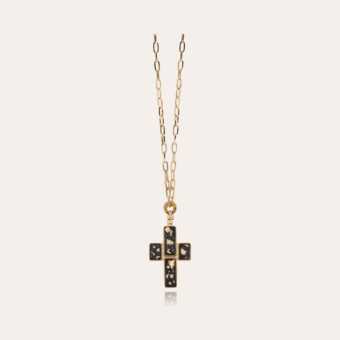 Croix enamel long necklace gold