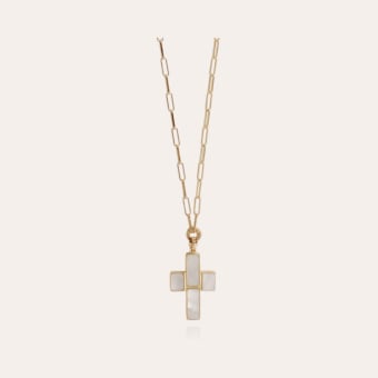 Croix long necklace gold - White Mother-of-pearl