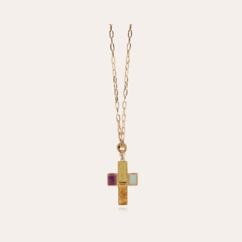 Croix enamel long necklace gold - Exclusive piece (2 pieces)