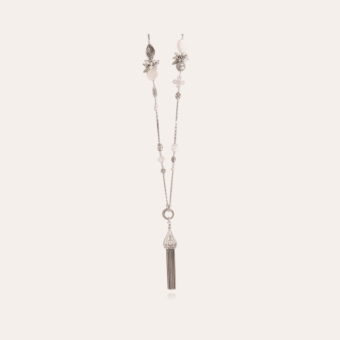 Pompom Bis long necklace silver