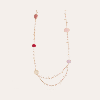 Serti Pondicherie long necklace gold - Gavana Quartz, Fuschia & Pink Quartz 