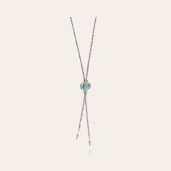 Serti Talisman long necklace silver - Blue Apatite & Turquoise