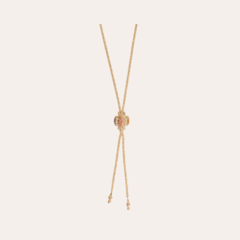 Serti Talisman long necklace gold - Amazonite, Yellow Hematoide, Pink Calcite & Amethyst