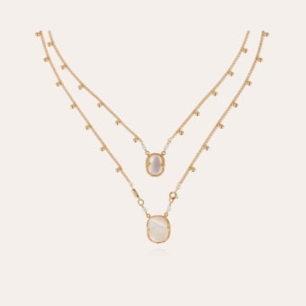 Ovo mother-of-pearl scapulaire necklace gold