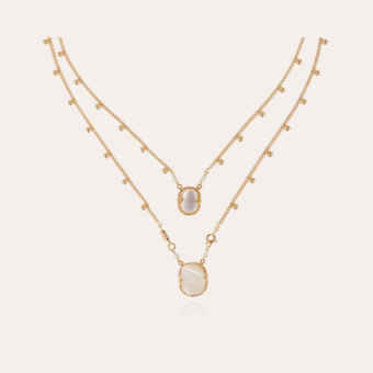 Ovo scapulaire necklace gold - White Mother-of-pearl