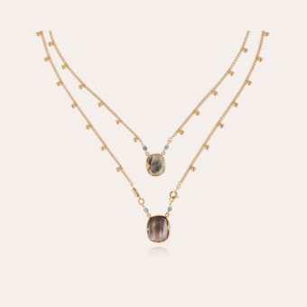 Ovo scapulaire necklace gold - Grey Mother-of-pearl