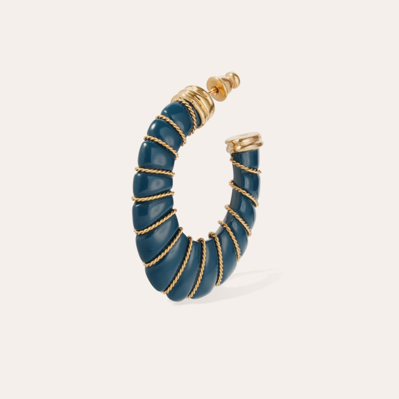 Boucles d'oreilles Cyclade petit modèle acétate dorées - Bleu