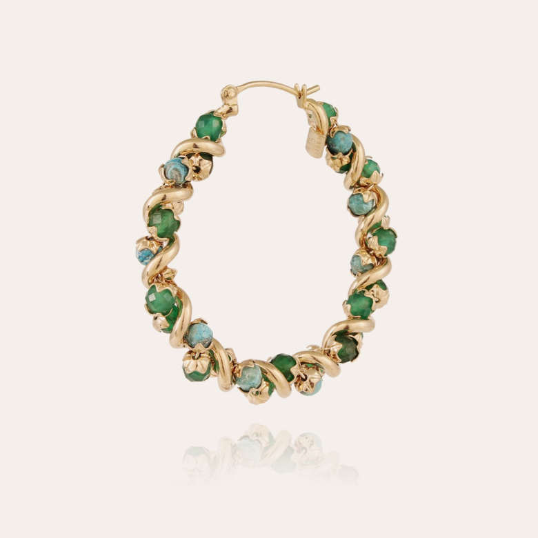 Boucles d'oreilles Eurydice moyen modèle dorées - Aventurine & Turquoise