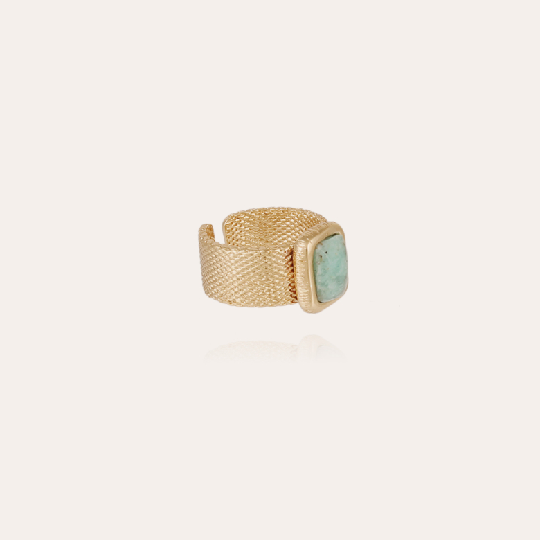 Totem Pierre ring large size gold - Amazonite