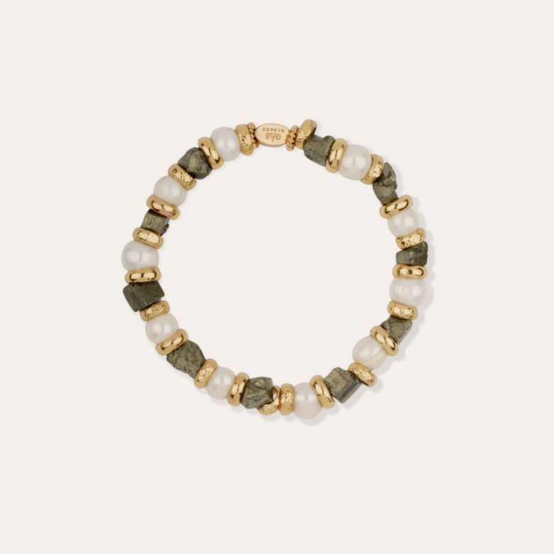 Jamie bracelet - White Mother-of-pearl & Pyrite