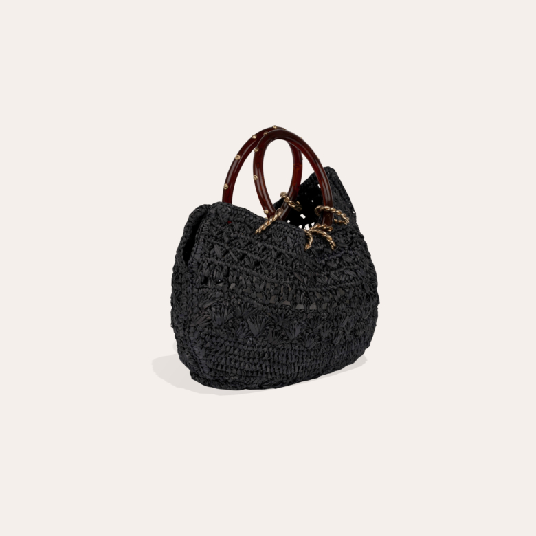 Picot purse bag raffia 