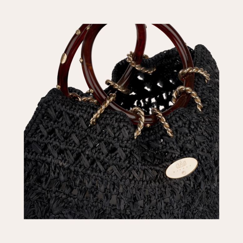 Picot purse bag raffia 