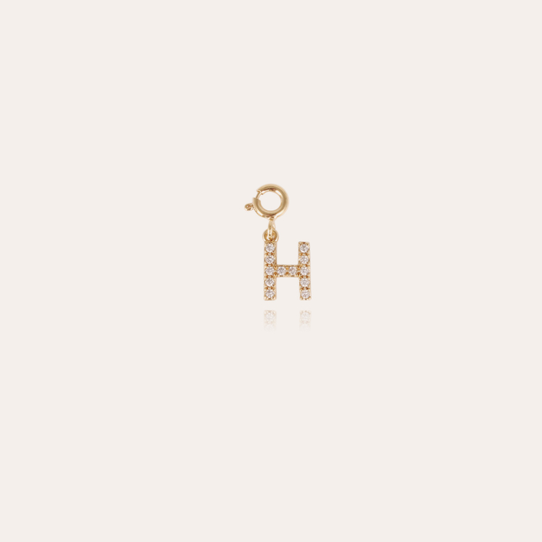 Charms pendentif lettre H strass doré