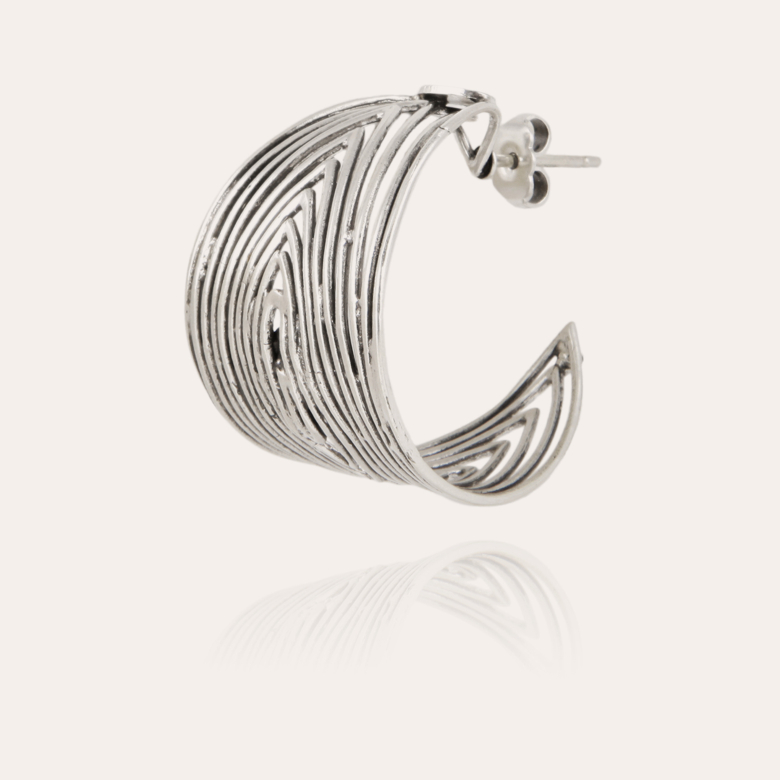 Boucles d'oreilles créoles Wave argentées