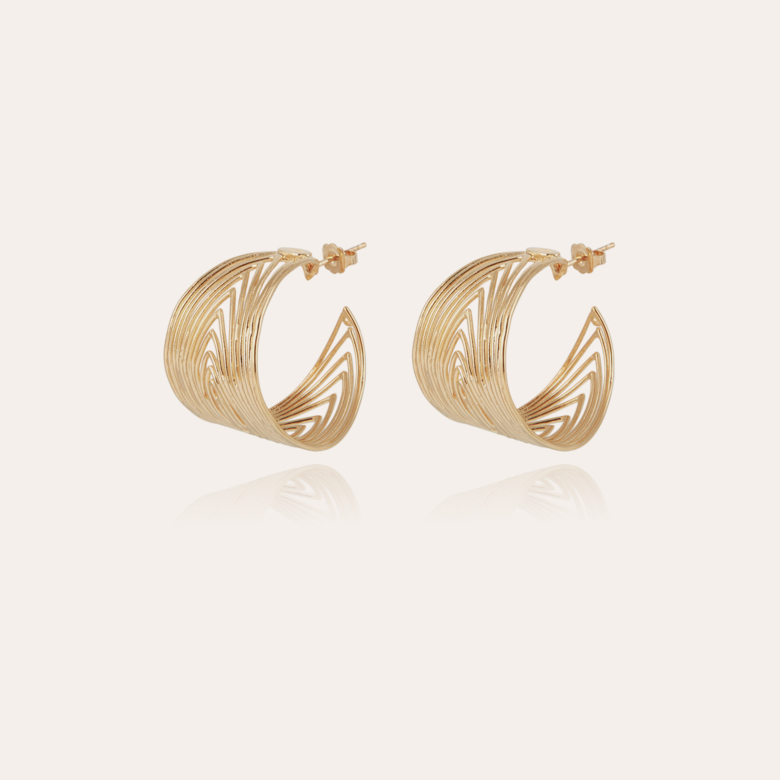 Wave hoop earrings gold