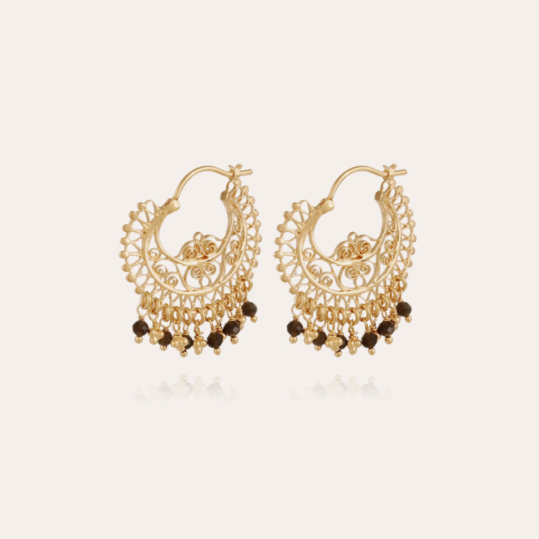 Boucles d'oreilles créoles Liane dorées Métal doré à l'or fin - Bijoux  Créations femme - Création Gas Bijoux