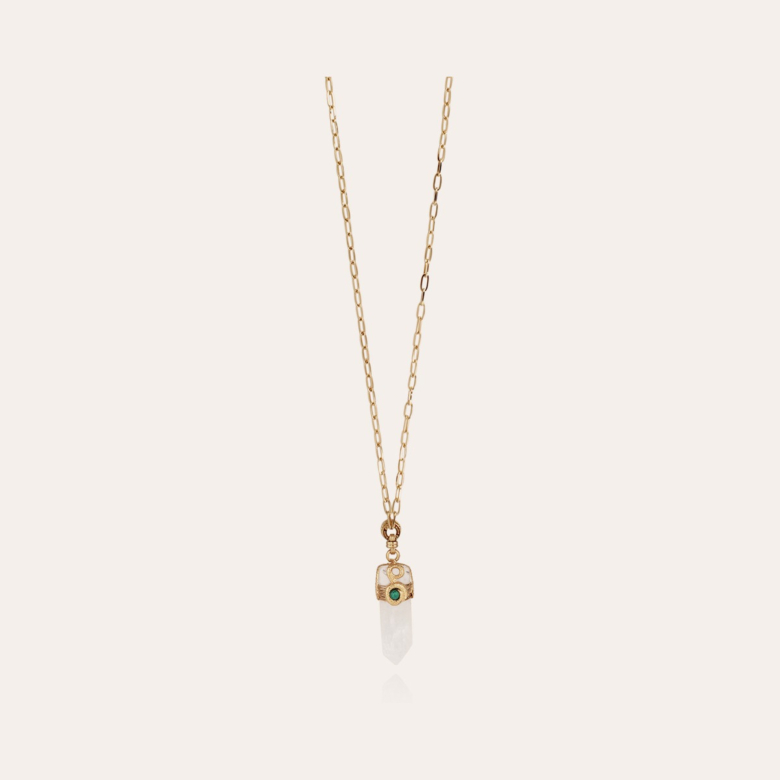 Long crystal pendant necklace top