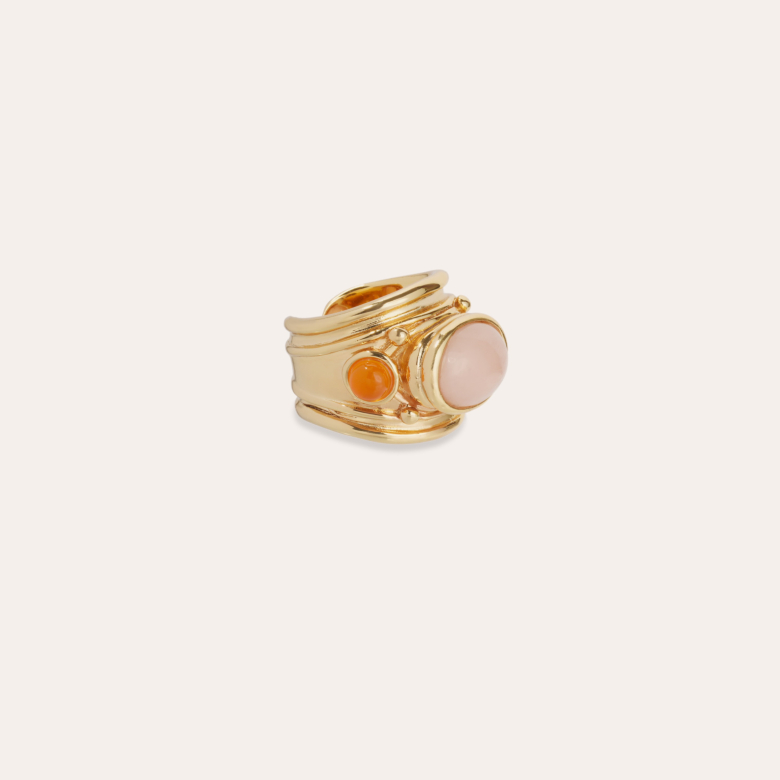Simone ring - Pink Quartz & Carnelian