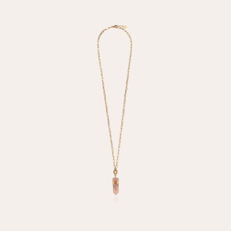 Aventura Serti long necklace large size gold - Red Hematoide Gold plated -  Creations for Women Jewellery - Création Gas Bijoux