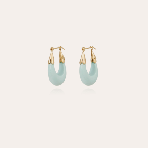 Ecume earrings small size acetate gold - Clear blue