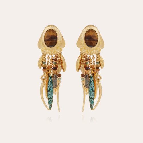 Balandra earrings gold - Tiger eye