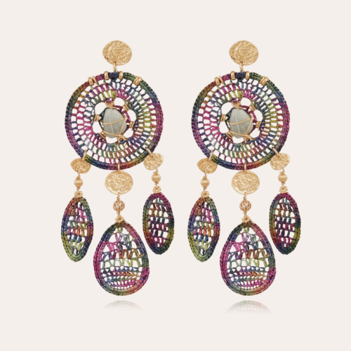 Fanfaria Serti earrings gold - Amazonite
