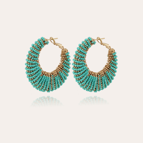 Izzia hoop earrings large size gold - Turquoise