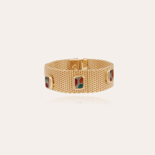 Totem enamel bracelet large size gold