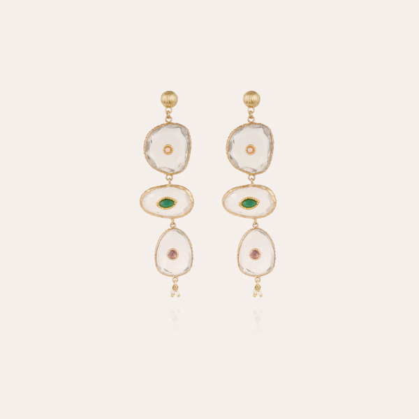Sireine cabochons earrings gold - Crystal