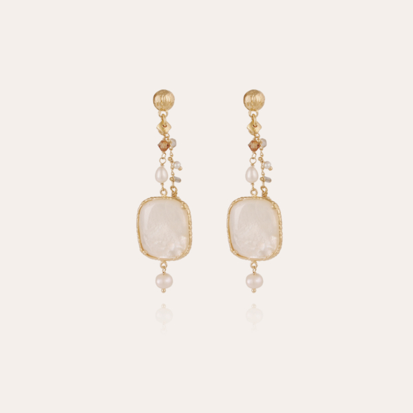 Serti Pondicherie earrings small size gold - White mother-of-pearl