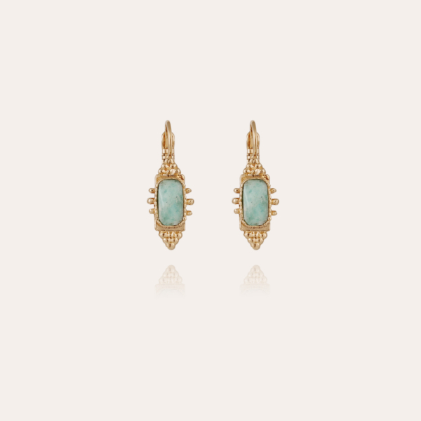 Serti Talisman earrings small size gold - Amazonite