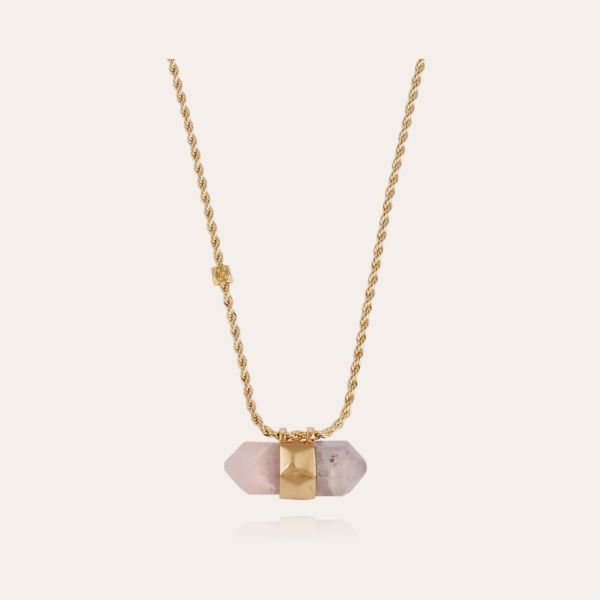 Aventurine necklace large size gold- Amethyst