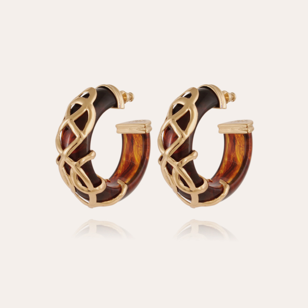 Abalone Bis earrings gold - Tortoise