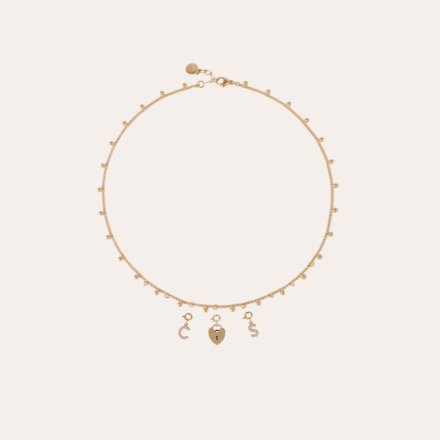 Lettre T charms strass gold