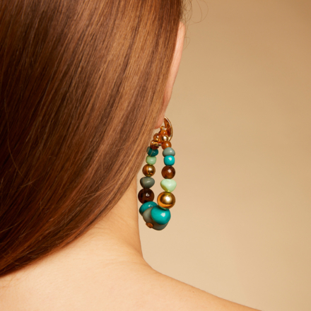 Biba Bis earrings acetate gold - Multico pink