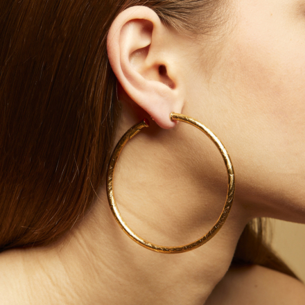 Maori hoop earrings large size gold