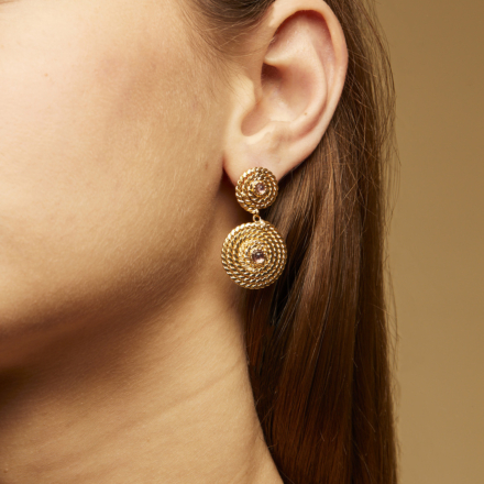Onde Lucky cabochons earrings mini gold - Amethyst