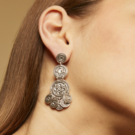 Sequin triple rows earrings silver