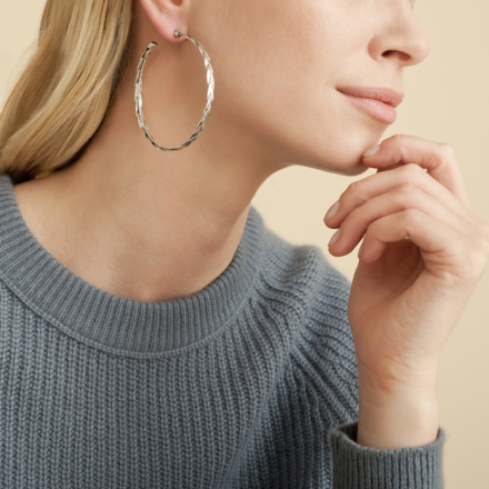 Tresse hoop earrings silver