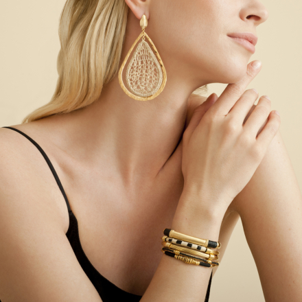 Bibis raffia earrings gold
