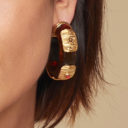 Meknes hoop earrings acetate gold - Black