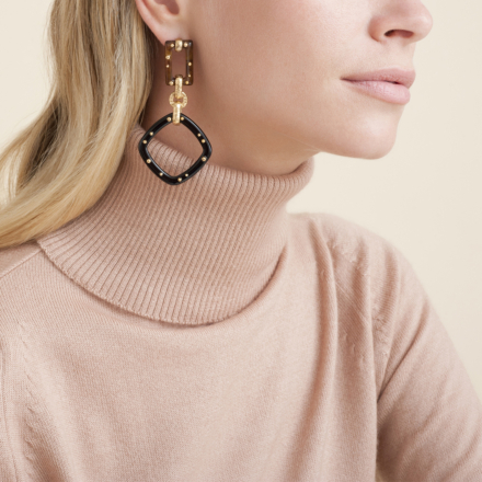 Escale earrings large size acetate gold - Verdigris