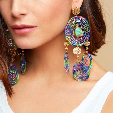 Fanfaria Serti earrings gold - Amazonite