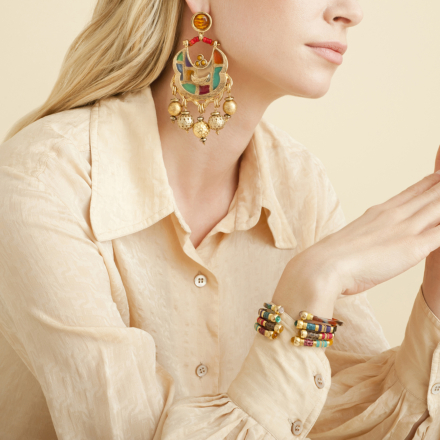 Havana enamel earrings gold - Exclusive piece (3 pieces)