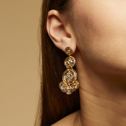 Sequin triple rows earrings gold