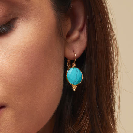 Serti earrings gold - Blue Apatite 